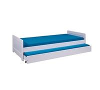 Sconto Lit gigogne Manily 1 tiroir avec sommier 90 x 200 cm Blanc