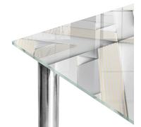 Surface de Travail 125x50 cm | Imprimé Décoratif | Résistant aux Rayures | Illusion géométrique | Bords Polis | pour Table à Manger, Table Basse et Bureau | Verre Trempé | Plusieurs Tailles