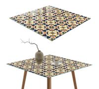Surface de Travail 50x50 cm | Carré | Décoré | Verre Trempé | symétrie florale | Décoration pour Cuisine et Couloir | Patins Antidérapants Inclus | Multi-usages | Bords Polis