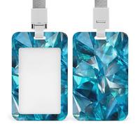 Surfaces géométriques en cristal bleu et cyan, porte-badge rétractable, porte-cartes, porte-cartes, badge nominatif pour travail, bureau, médecin, infirmière