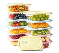 Surflyee 12 Pièces Petite Boîte Plastique Alimentaire avec couvercles | Réutilisable 250ML Petit Pot à Sauce de Salade à Emporter, Contenant en Plastique, Adapté au Réfrigérateur et au Micro-ondes