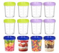 Surflyee 12 Pièces Petite Boîte Plastique avec Couvercle, 4OZ Pot de Sauce | Petites Boîtes Plastiques Alimentaires Hermétique, Pots en Plastiques avec Échelle, Réutilisable Contenant en Plastique