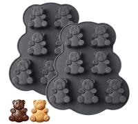 Surflyee 2 Pièces Moule en Silicone Ourson, 7 Cavités Moule en Silicone Our | Outils de Pâtisserie Antiadhésif DIY pour Muffins, Gelées, Gâteau au Chocolat et Décoration (Gris)