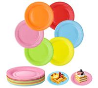 Surflyee Lot de 60 Assiettes en Carton Colorées pour Dîner et Dessert