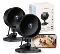 Surfola Caméra Surveillance WiFi Intérieure, 1080P FHD Caméra pour Bébé/Animaux avec Détection de Mouvement & Sonore IA, Vision Nocturne, Audio Bidirectionnel, App, Alexa & Google Home, 2-Pack