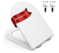 SURFOU Abattant WC avec Frein de Chute, Duroplast Haute Qualité, Forme en D, Déclipsable pour un Nettoyage Facile, Supporte jusqu’à 200 kg, avec Chevilles en Caoutchouc, Stabilité sans Jeu, Blanc