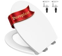 SURFOU Abattant WC avec Frein de Chute, Duroplast Haute Qualité, Forme en O, Déclipsable pour un Nettoyage Facile, Supporte jusqu’à 200 kg, avec Chevilles en Caoutchouc, Stabilité sans Jeu, Blanc