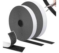 SURFOU Autocollant Scratch Double Face 10m×20mm, Extra Stark, Adhésif, Noir, Bande à Crochet et Boucle, Idéal pour Cadre, Fenêtre, Moustiquaire et Bricolage