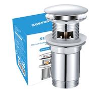 SURFOU Bonde de Lavabo sans Trop-Plein, Clapet de Vidage Pop-up en Acier Inoxydable, Système à clapet Anti Colmatage pour Salle de Bain, Finition Chromée Argentée