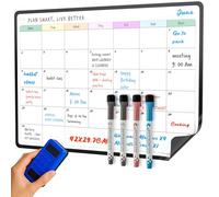 SURFOU Calendrier Magnetique Frigo, A3 Planificateur Mensuel, Tableau Blanc Effacable To-Do List, Organisation Familiale, Listes de Courses, avec 4 Stylos Marqueurs et Effaceur