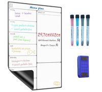 SURFOU Calendrier Magnetique Frigo A3, Tableau Blanc Effaçable Hebdomadaire, Planning Semaine, To-Do List, Organisation Familiale, Listes de Courses, avec 4 Stylos Marqueurs et Effaceur