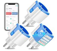 SURFOU Prise Connectée WiFi Intelligente Type E, Programmateur Electrique, Compatible avec Alexa et Google Assistant, Prise Programmable avec Minuteur et Télécommande, App Tuya/Smart Life, Lot de 3