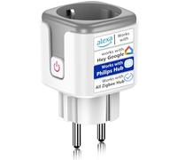 SURFOU Prise Connectée Zigbee 3.0 Avec Minuteur et Contrôle Vocal, Mesure Consommation Electrique, Smart Plug Compatible avec Philips Hue, Alexa, Google Home, Hub Connecté Requis (1 Pack)