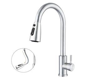 SURFOU Robinet Cuisine Douchette Pulvéri, Mitigeur Évier Inox, Pivotant Robinetterie 360° D'Évier À Arc Élevé Robinets Mitigeurs Rubinet Kitchen Faucet Douche Mitigeur