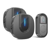 SURFOU Sonnette Sans Fil Extérieur Étanche 300 Mètres Sonnette de Porte Carillon Electronique Kit pour la Maison avec Récepteurs Enfichables 55 Sonneries, 5 Volumes (noir, 2 récepteur + 1 émetteur)