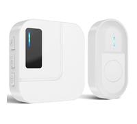 SURFOU Sonnette sans Fil Exterieur Etanche Kit de Carillon avec 300M, Sonnette de Porte Electronique pour la Maison, 55 Mélodies, 5 Volumes, LED Bleu (blanc, 1 récepteur + 1 émetteur)