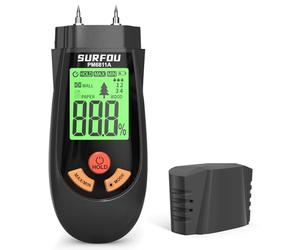 SURFOU Testeur Humidité pour Mur, Bois et Papier, Humidimètre Portable avec 3 Modes, Écran LED et Alarme Tricolore, Hygrometre pour Construction, Bricolage et Rénovation