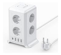 Surge Arrester And Surge Power Strip Tower, 2 M Power Adapter With 4 Usb Ports And 8 Sockets, For Office And Home