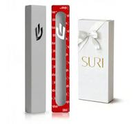 SURI Classic Mezuzah - 5-Inch Silver Nirosta Self-Stick Case with Non-Kosher Scroll | Modern Jewish Mezuzah for Indoor & Outdoor, Judaica Gift Box Included
