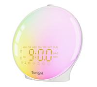 Suright Réveil Lumière du Jour, Simulateur d'Aube Réveil, Simulation Lever Soleil et du Coucher Soleil, 15 Sons Nature, 2 Alarmes,Snooze,18 Couleurs Veilleuse,20 Luminosité,Lampe De Chevet