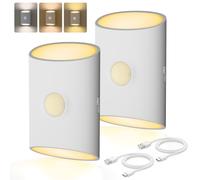 Suright Veilleuse avec Détecteur de Mouvement Rechargeable USB-C, Lot de 2 | OFF/ON/AUTO,Dimmable, Magnétique Sans Perçage,3 Températures 2700K/4500K/6000K,Veilleuse LED Intérieure pour Couloir,Escalier