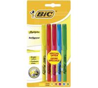 BIC Surligneurs Brite Liner – pointe biseautée – assortis – 5 unités