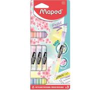 Surligneur - Maped - Fluo'Peps DUO PASTEL - Pointe Biseautée - 2 Couleurs en 1 - 3 pièces