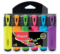 Surligneur maped fluo'peps fluorescent classic couleurs assorties pochette de 6