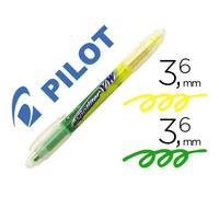 Surligneur pilot begreen spotliter vw double pointe biseautee trait 3,6mm coloris jaune et vert