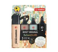 Surligneur Stabilo Boss couleurs assorties nature - Pochette de 4