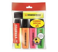 Surligneur Stabilo Boss couleurs assorties - Pochette de 5