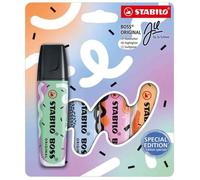 STABILO – Surligneur BOSS ORIGINAL par Ju Schnee – Pointe biseautée – Étui carton 4 couleurs pastel