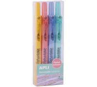 Apli 18933 - Lot de 4 surligneurs pastel rétractables à pointe biseautée - Feutres couleurs pastel.