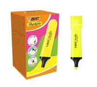 BIC Surligneurs Marking - Pointe biseautée modulable (1,2 mm - 4,6 mm) - Jaune fluo, Pack de 12