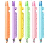 Surligneurs colorés 5 en 1 avec stylo à bille | Lot de 6 surligneurs pour école, lieu de travail, université, classe, étude, journal, écriture
