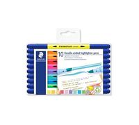 Surligneurs - Double pointe - 10 couleurs fluo - Pointe pinceau + biseautée -