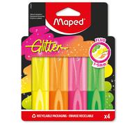 Maped - 4 Surligneurs Fluo Glitter - Pointe Biseautée
