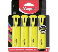 Surligneurs Fluo¿Peps Classic - Surligneurs Longue Durée Pour Usage Scolaire Et Professionnel - Pack Carton De 4 Surligneurs Jaune Fluo