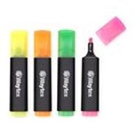Surligneurs Fluo WAYTEX 931518 Pochette de 4 feutres à Pointe Biseautée, Jaune, Orange, Vert, Rose, pour bureau, école, maison Jaune - Orange - Vert - Rose G