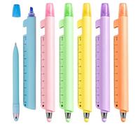 Surligneurs multicolores 5 en 1 avec stylo à bille | Lot de 6 surligneurs pour l'école, le travail, l'université, la salle de classe, les études, le journal intime, l'écriture