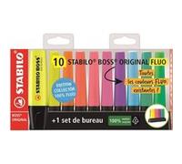 Surligneur STABILO BOSS ORIGINAL - Set de bureau x 10 surligneurs fluo