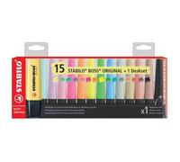 Surligneur Stabilo Boss couleurs fluo nature pastel - Set de 15