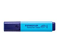Surligneurs STAEDTLER Textsurfer Classic 364 - Bleu, 10 pièces | Pointe biseautée de 1 à 5 mm, INK·JET SAFE - rechargeables, 97 % de plastique recyclé - Réf. 364-3