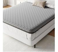 Surmatelas 140x190 cm Patbrela - Épaisseur 8 cm, Mousse à Mémoire de Forme, Haute Résilience, Antidérapant, Non Déhoussable, Gris