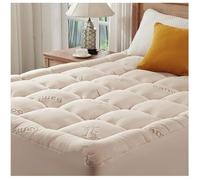 Surmatelas 160x200 cm Matelassé, sur Matelas 2 Personnes en Viscose de Bambou Respirant et Moelleux, Grand Bonnet Extensible , Beige