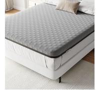Surmatelas 160x200 cm Patbrela - Épaisseur 10 cm, Mousse à Mémoire de Forme, Haute Résilience, Antidérapant, Non Déhoussable, Gris