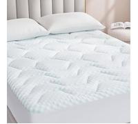 Surmatelas 90 x 190 Memoire de Forme, Fibre de Rafraichissant sur Matelas 1 Personnes 90x190 avec Poche Blanc 90×190×3cm