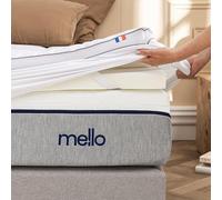 Surmatelas 90 x 200 - Mello, Duo 8cm Mémoire de Forme, Qualité Hôtellerie, Housse Coton matelassée Lavable, Confort Moelleux et Respirant, Haute densité, Fabriqué en France