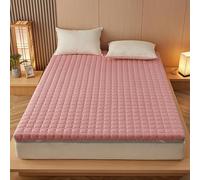 Surmatelas antidérapant en mousse à mémoire de forme pour grand lit avec protection en microfibre douce - Housse amovible - Rose (135 x 200 cm)