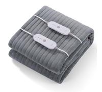 Surmatelas Chauffant 160 x 140 cm Avec Arrêt Automatique, 4 Niveaux de Température Et 2 Zones de Température Avec Contrôleur Amovible, Chauffage Rapide, Fixation Facile sur Le Matelas
